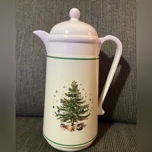 Vintage Nikko Thermal Insulated Christmas Tree Coffee Carafe 32 oz